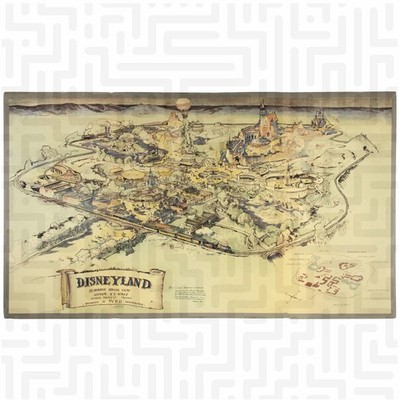Disneyland 1955 Original Map Giclée Print Only Canvas NO FRAME Vintage POD