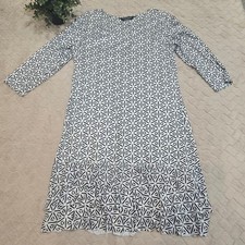 Tango Mango Black and White Geo Print Ruffle Hem Dress, Size Small