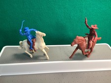 1950's Timmee 70mm Mounted Cowboys with Horses Saddles