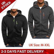 Mens Hoodie Fleece Warm Hooded Jacket Coat Sweatshirt Work Winter Zip Up Jumper
