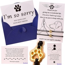 OOW Pet Memorial Gifts for Loss of Dog, Gold Paw Print Bracelets 2 Pack for...