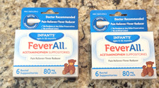 FeverAll Infants Acetaminophen Suppositories ages 6-36 mo 6 ct x 2 PK exp:12/26