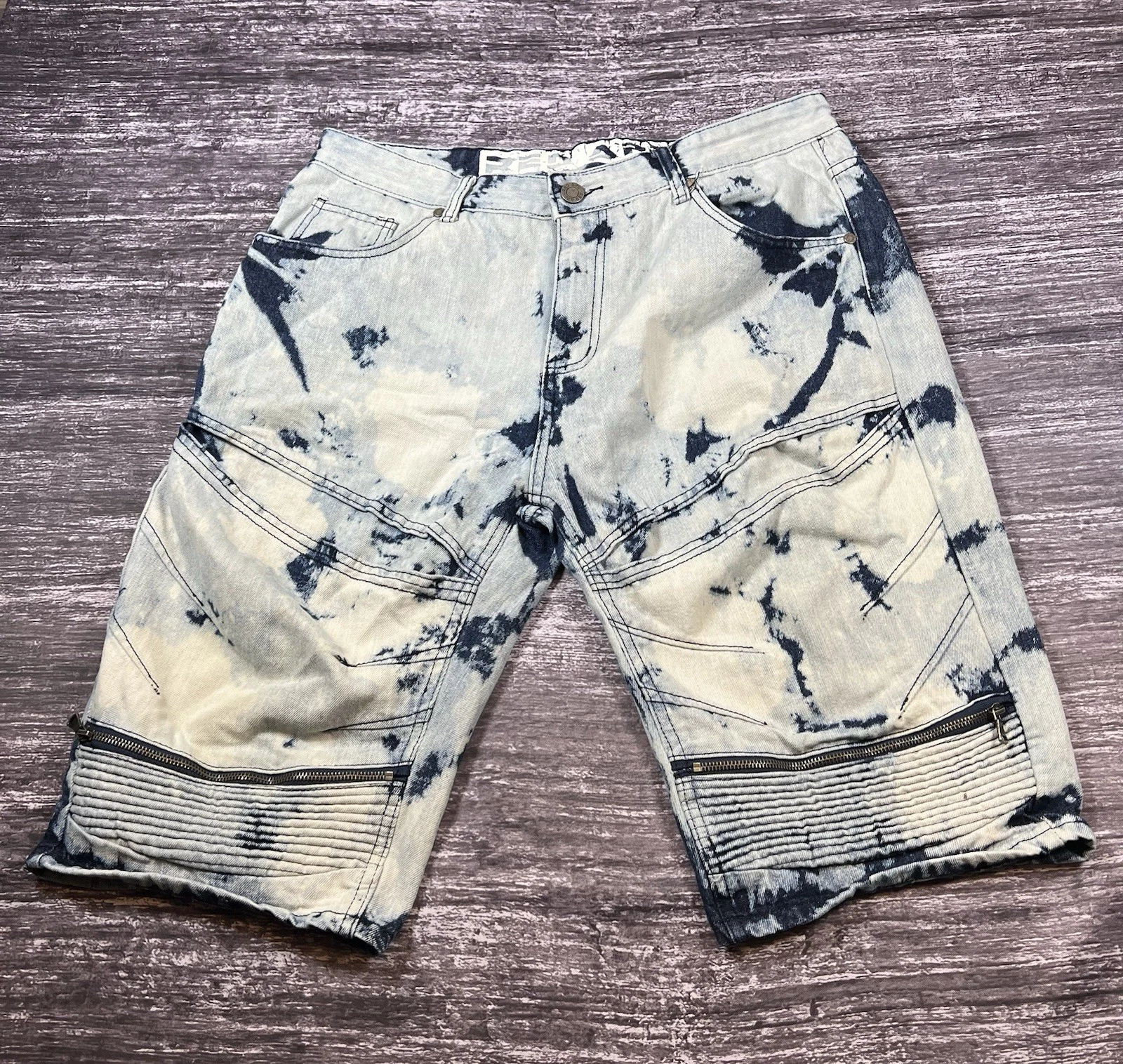Red Ape Shorts Men 38 Blue Denim Jean Jorts Acid Wash Hip Hop Y2K 2000’s