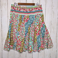 Vintage Floral Patchwork Skirt Size L Cottagecore Boho Artsy 90s Twirly Fairy