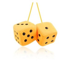 Stylish Fuzzy Dice for Car Hanging Ornament,Funny Plush Dice Rear View Yellow
