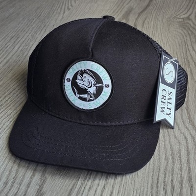 Salty Crew Sink Or Swim Snapback Trucker Hat Black Mahi Mahi Fish Adjustable NWT