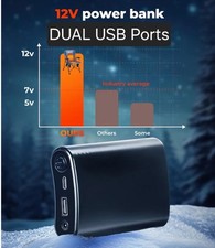12V 5000mAH Power Bank - Dual USB USB-C, Fits In Pocket, Tech, Battery, Charge