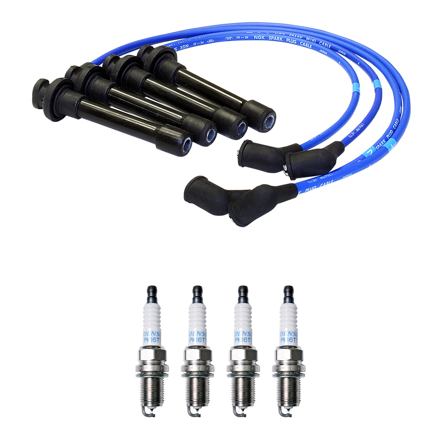 NGK 7mm Wire Set 4 Denso Platinum Spark Plug Kit For Acura CL Accord Civic L4