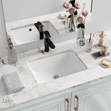 Undermount Bathroom Sink Rectangle, Interior Bowl Size 16 X 11 Inch White Porce