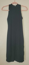 Womens Sz M Mock Neck Mini Dress Black Lined Bodycon Work Casual Soft Comfy