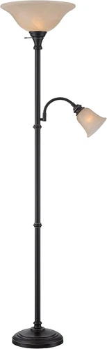 Antique Brass Torchiere Lamp -  Henley Reading Light, 72" Tall - Picture 2 of 4