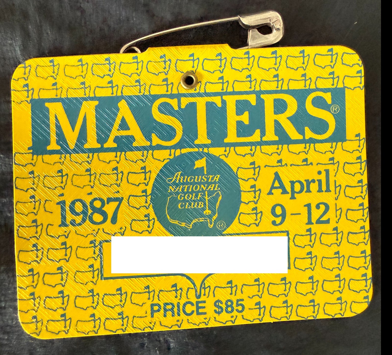 1987 Masters Golf Augusta National Badge Ticket Larry Mize 1st WIN RARE PGA