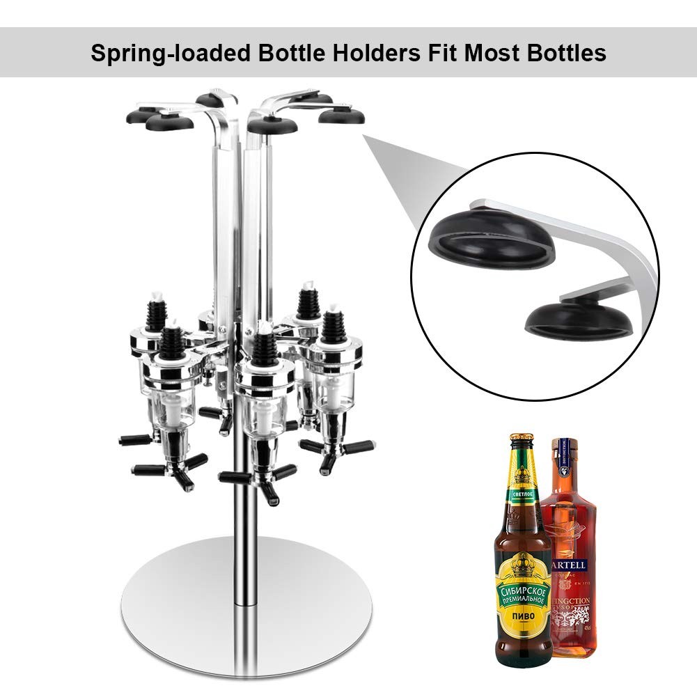 Professional Bar Station 6 Bottle Rotating Liquor Dispenser Alcohol Holder