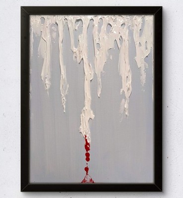 BirkeloART 12x16 ICE Bleeds NO MORE Expressionism Art Acrylic Painting on Canvas