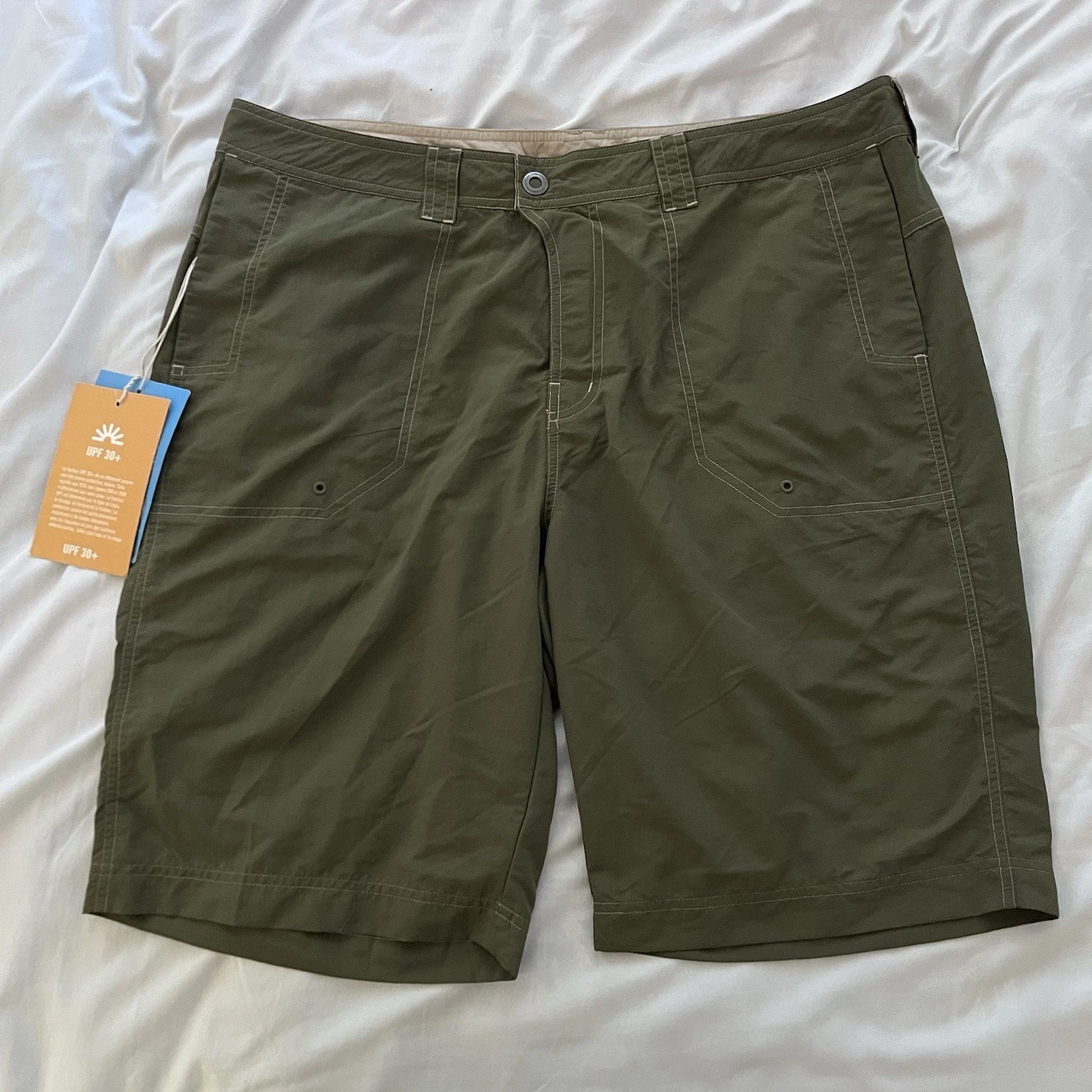Exofficio Teflon Board Shorts Mens SZ 38 Olive Green Nylon NWT Swimming Hiking