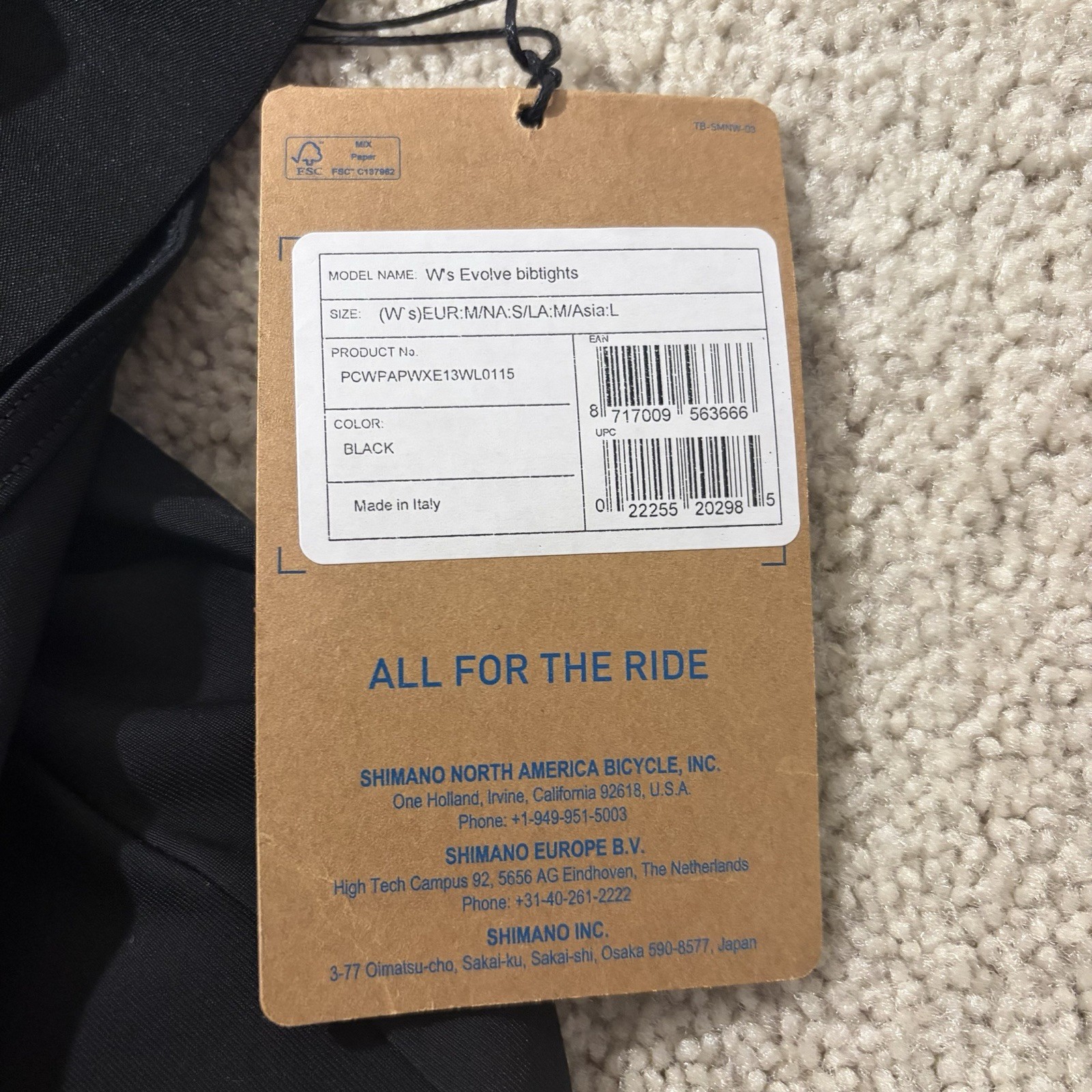 NWT Shimano Women's Evolve Bibtights Cycling Bike Pants Black Size Small Bib NEW