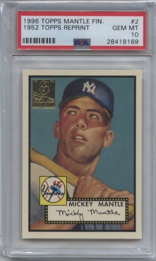 1996 Topps #2 Mickey Mantle PSA 10 Gem Mint '52 Reprint Yankees
