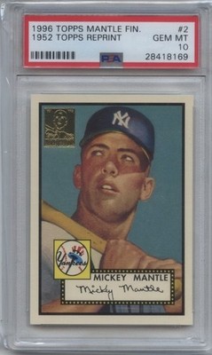 1996 Topps #2 Mickey Mantle PSA 10 Gem Mint '52 Reprint Yankees