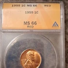 1955 Lincoln Wheat Small Cent 1C ANACS MS66 RD Copper Business Strike P