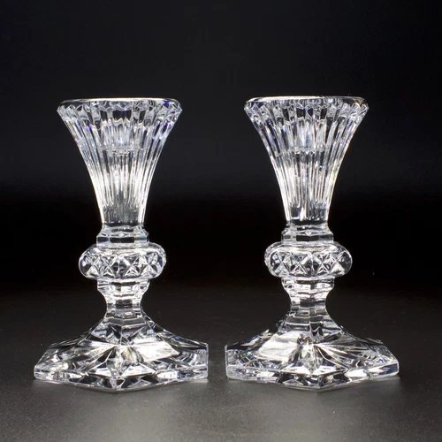 Waterford Chatham Crystal Candlestick Pair Holder Set Single Light 5" VGC