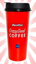 RaceTrac Gas Crazy Good Coffee Red Plastic Travel Mug by Whirley Works 16 OZ