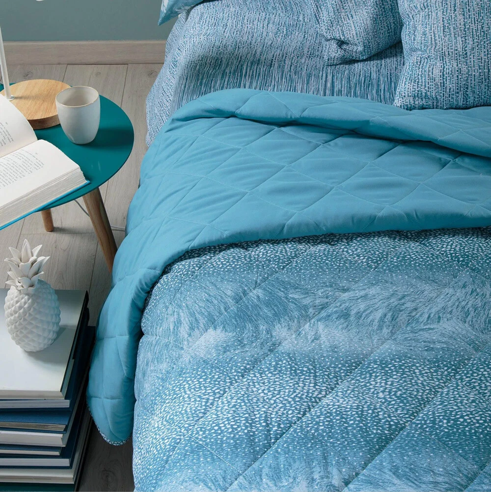 Coordinated single Quilted bedspread blue CALEFFI CARIBLU sheets