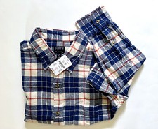 NWT J. CREW FACTORY MEN  S Blue Cream Red Button Check Plaid Flannel Shirt M