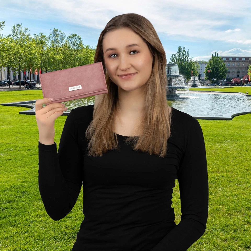 JENNIFER JONES Damen Geldbörse Geldbeutel Brieftasche Portmonee XXL Rose - Bild 2 von 4