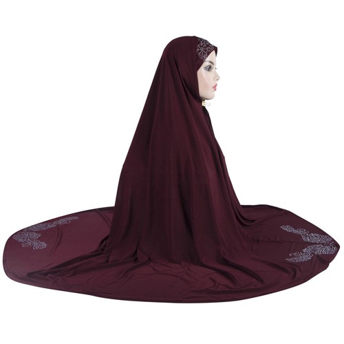 Sciarpa musulmana sopra la testa grande hijab khimar donna preghiera niquab scialle pull on - Foto 19 di 39