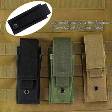 Open Top Molle Magazine Pouch Tactical Pistol Single Mag Holder Flashlight Bag