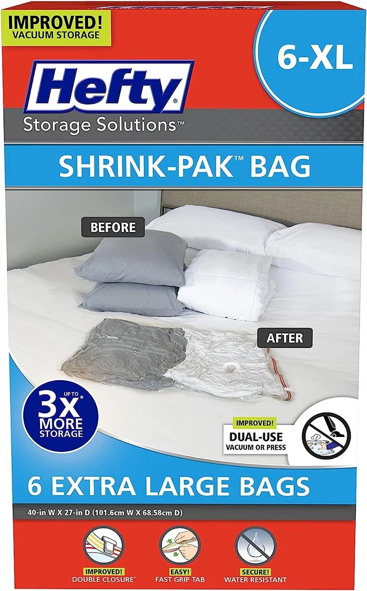 Hefty Shrink-Pak - 3 Large, 3 XL Vacuum Storage Bags for Storage