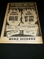 Sonny Spencer/The Memos Rare Original Memo Records Promo Poster Ad Framed!