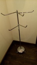 Vintage Chrome Metal Floor Standing Towel Bar with Six Swinging Arms
