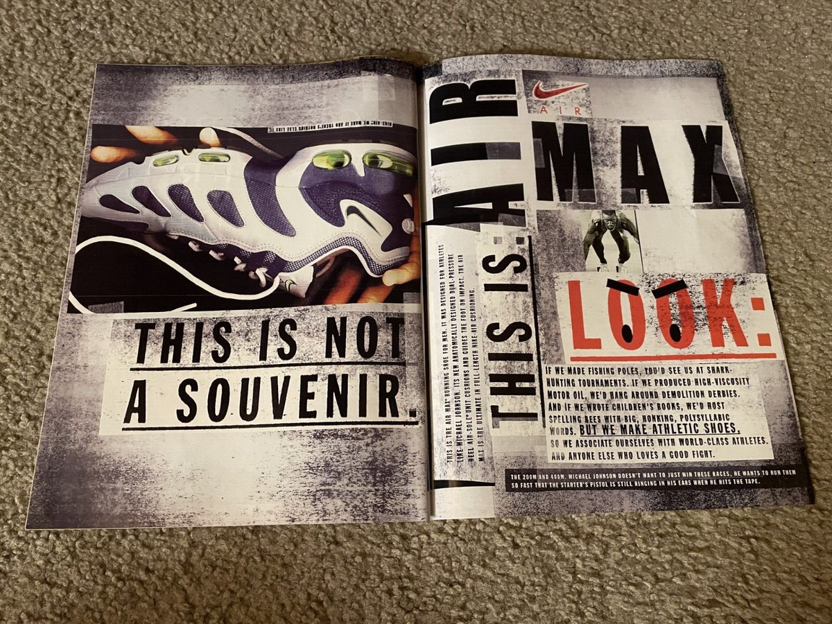 Vintage 1996 NIKE AIR MAX Running Shoes Poster Print Ad 1990s