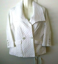 NEW CABI WHITE 3/4 SLEEVE STYLE 212 TEXTURED CLUB BLAZER JACKET  M $89 NWT