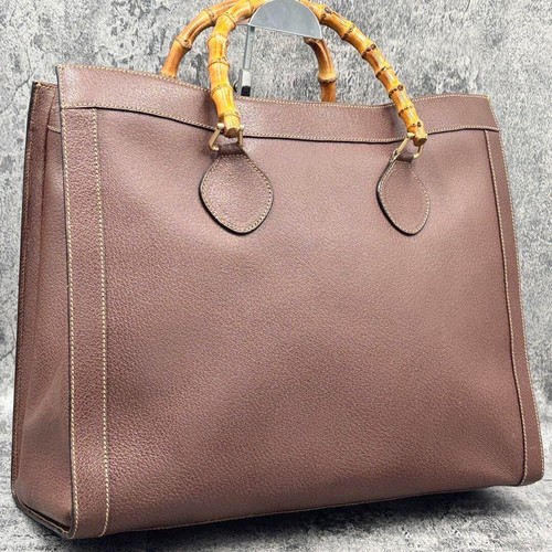 Bolso de Mano Gucci Diana de Cuero con Mango de Bambú Marrón Auténtico USADO Japón FS - Imagen 3 de 11
