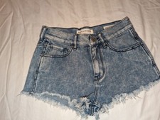 Bullhead Blue Denim Cut-Off Frayed Hem Distressed High Rise Shorts Womans 24
