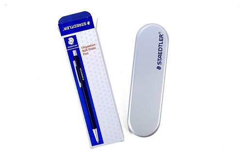 Staedtler With Blue Ink Premium "Organizer Pen" Ballpoint Pen , Black Barrel - Picture 2 of 3