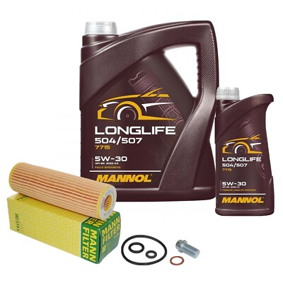 Servicekit Ölwechselpaket MANN HU514x Ölfilter mit 6L Mannol 5W30 229.51