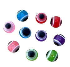 100 Multicolor Evil Eye Nazar ICU Eyes 10mm Round Kids Resin Craft Spacer Beads