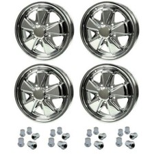 Set Of 4 15 X 4-12 Porsche 5 Lug Chrome Empi 911 Alloy Wheels Lugs