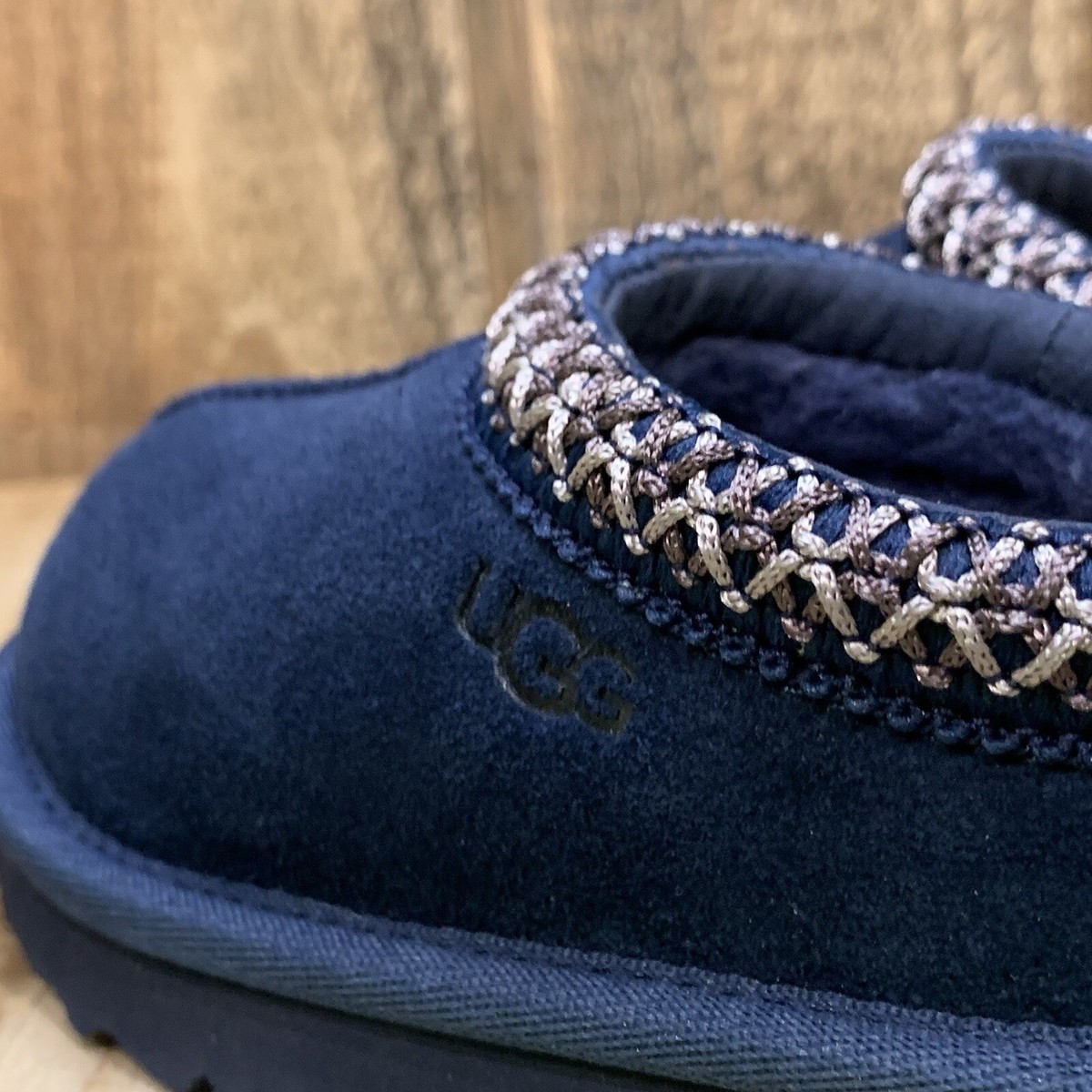 靴 ugg tasman navy 27cm UGG Tasman Navy Blue Suede/ Sheepskin Slippers/ Shoes Women