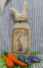 Primitive Rabbit--"Harold" Spring/Easter--12 inch cupboard tuck,ornie, 2carrots