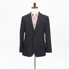 Kenneth Cole 40R Gray Sport Coat Blazer Jacket Check 2B Wool