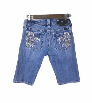 Miss Me Denim Shorts Womens 28 JP5005 Cropped Light Wash