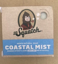 Dr. Squatch Mens Natural Soap Coastal Mist Seaweed Extract & Sand Light Grit New