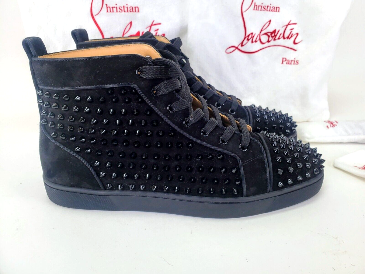 Louboutin Louis Flat Calf/Spikes Mens Red Bottom, Black  display picture 1