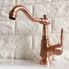 Red Copper Single Handle 360 Swivel Bathroom Sink Vanity Faucet Mixer Tap anf397