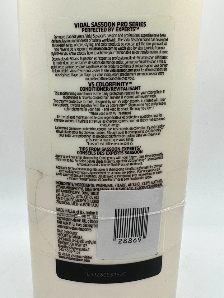 1x Vidal Sassoon Pro Series Color Finity Protecting Conditioner 25.3 fl oz 750ml - Image 2 of 2