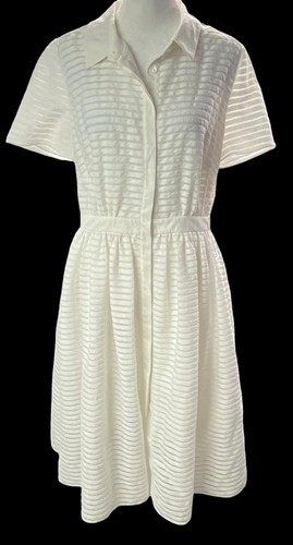 ERIN FETHERSTON Damen Hemdkleid mit Knopfleiste Größe 8 weiß Kragen Freizeit - Bild 13 von 16